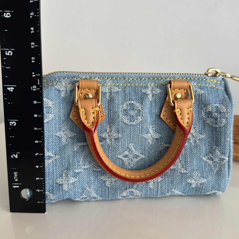 Louis Vuitton *Like NEW *Limited Edition* Nano Mini Denim Speedy Bag with Strap - Picture 15 of 17
